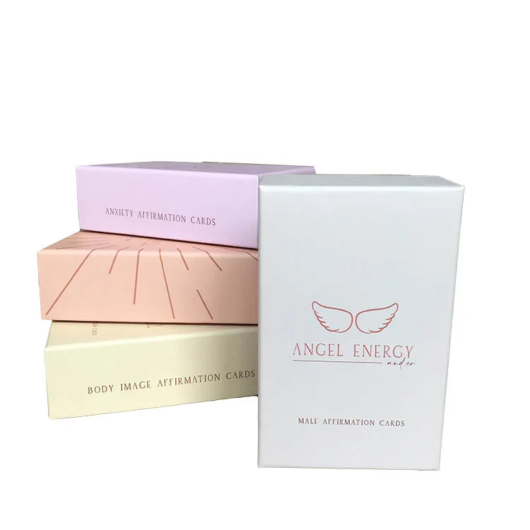 
TOSUN Custom White Lid and Base Box Gift Packaging Anxiety Affirmation Cards Boxes Small Box Gift Packing 