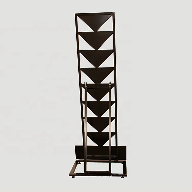 Hot Sale Custom Design Metal Black triangle Marble Ceramic Tile Stone Display Rack Quartz Sample Flooring display racks