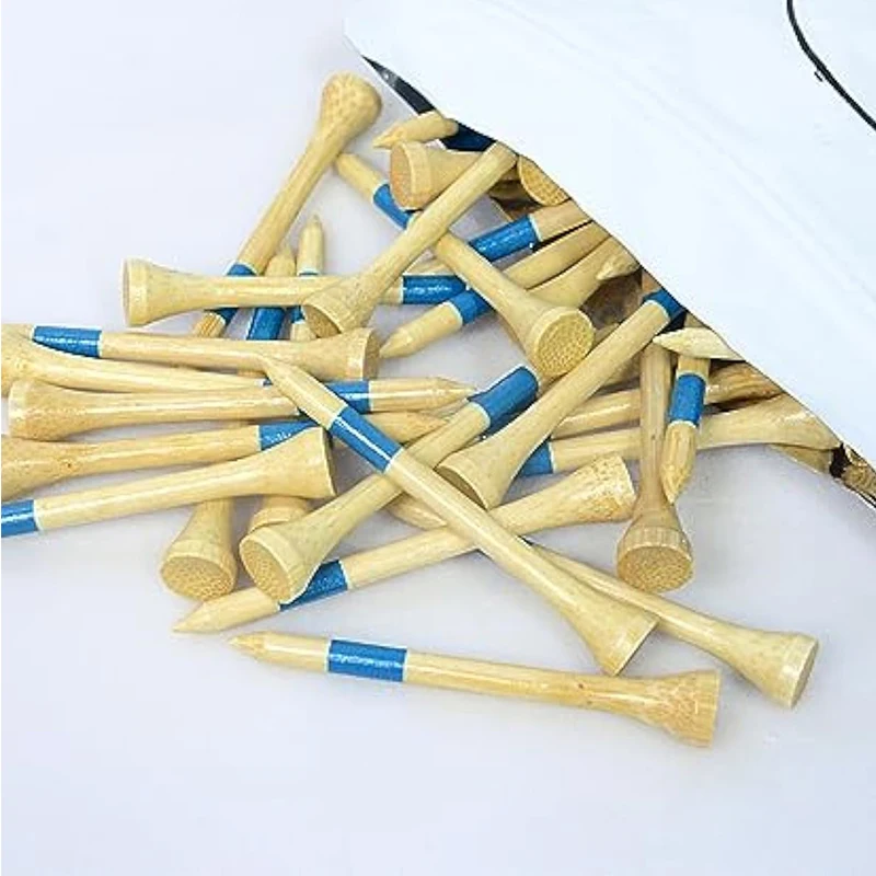 Custom Bulk Painted Prong 54mm 70mm 83mm Logo In Striped Castle De Pink Bamboo Wooden Golf Tees