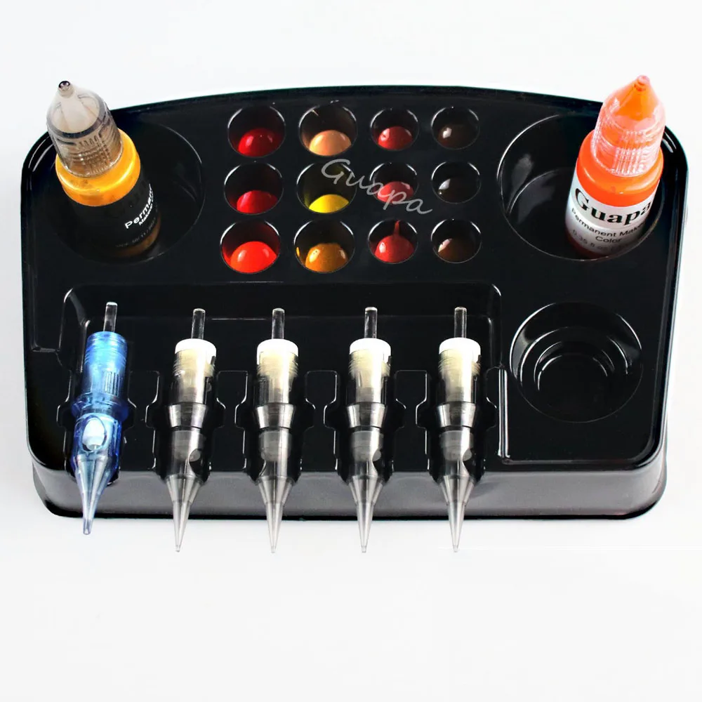 Disposable Tattoo Ink Tray Plastic Permanent Makeup Pigment Cup Tattoo Cartridge Needle Holder Microblading Accessories