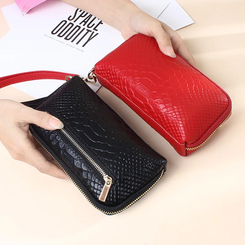Genuine leather wallet for women zipper 2023 hot sale luxury women wallets wholesales small coin bag women purses clutch wallets