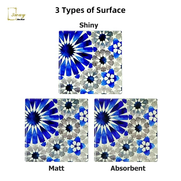 OEM Home Decoration Mats & Pads Coaster Cup Mats Tile Ceramic Custom Mosaic Printing Table Square Sustainable Everyday Support