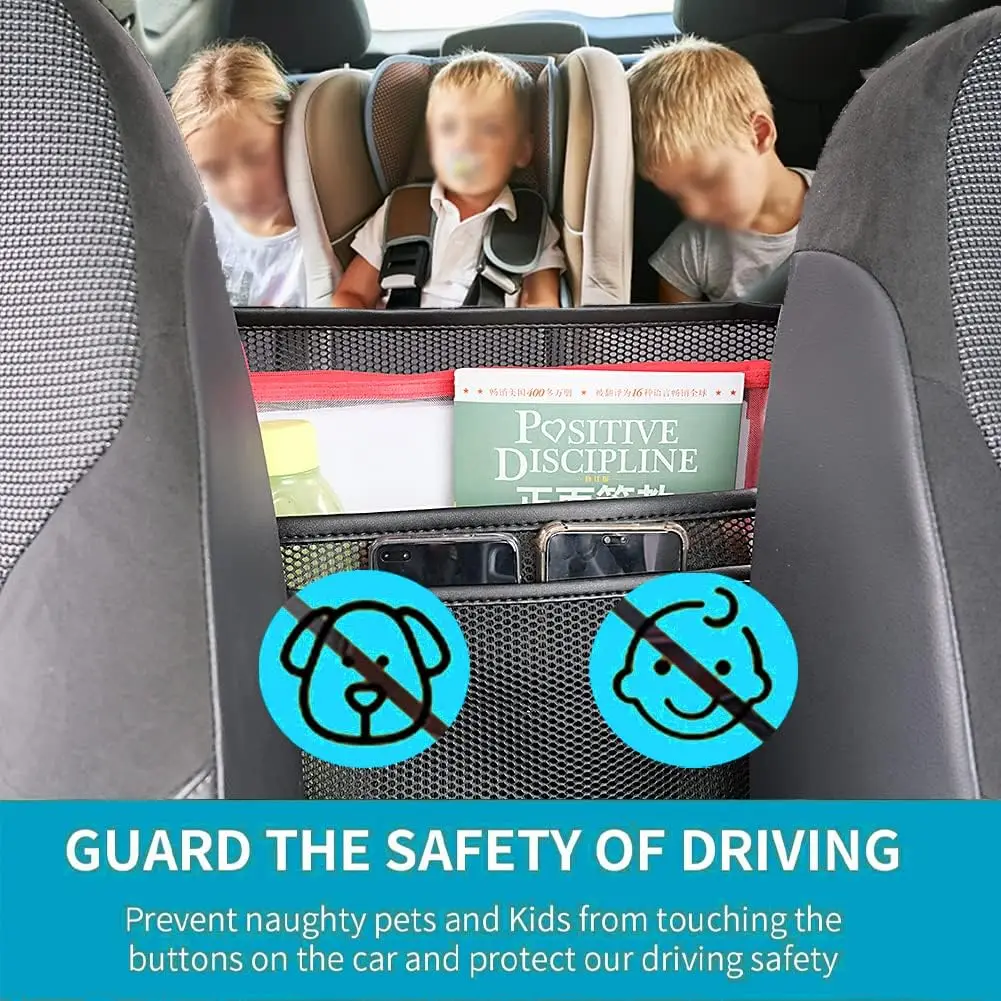 Large Capacity Custom Logo Car Net Pocket Handbag Holder Mesh Storage Bag Car Seat Gap Organizer For Phone Documents keys