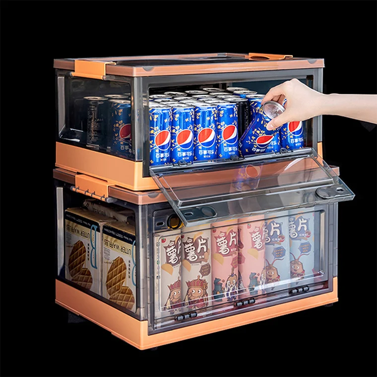 Роскошный хорошая цена синий ящик для хранения квадратные складные пластиковые контейнеры синие боковые двери Открытый органайзер