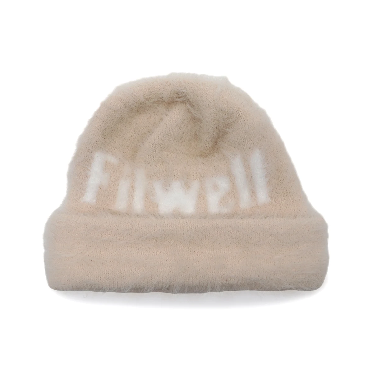 OEM Your Own Logo High Quality Fluffy Furry Fuzzy knit Rabbit Faux Fur Jacquard Custom Mohair Beanie Hats