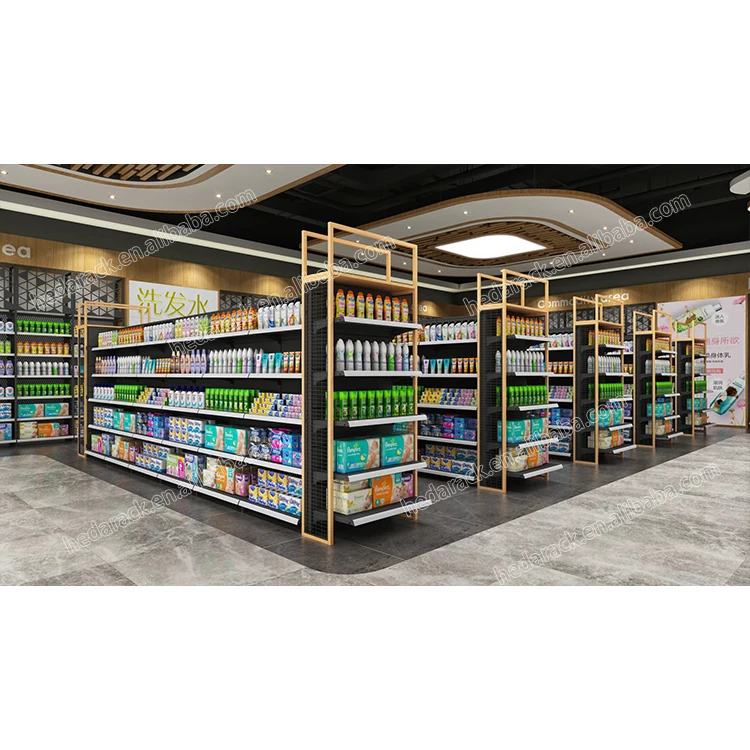 Guangzhou Heda Metal Supermarket Gondola shelf Shelving Convenience Store Display rack for sale