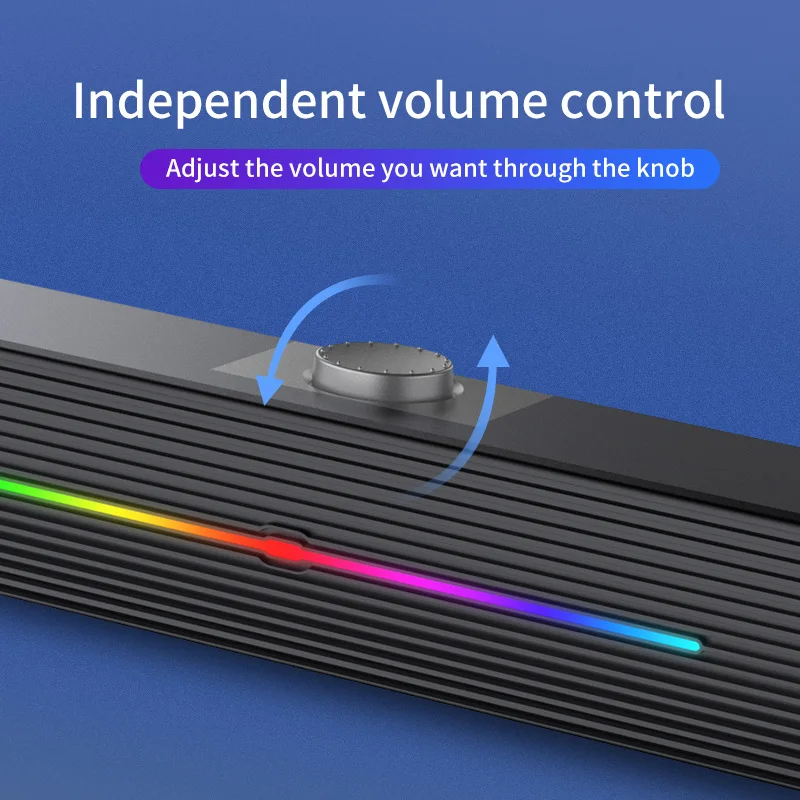 USB Powered Wired PC Gaming Speaker RGB Computer Sound Bar Desktop Speaker