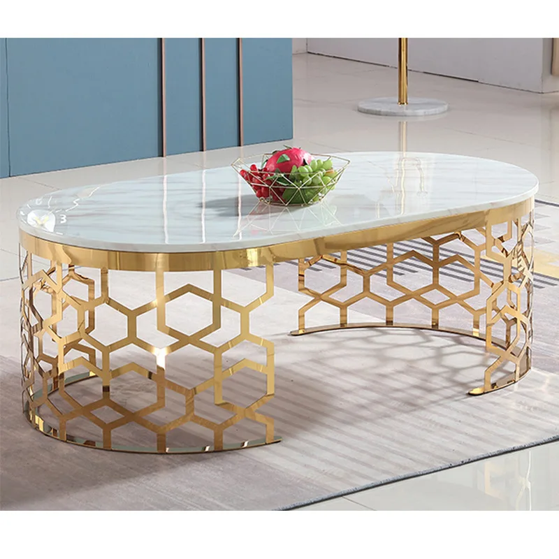 stainless steel modern smart luxury round marble coffee table