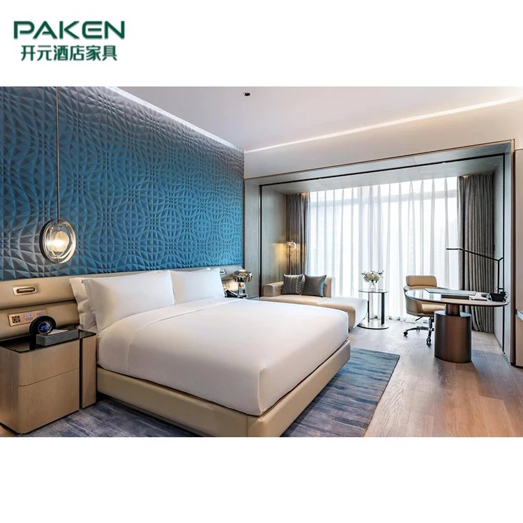 Paken Modern Style 5 Star King Size Bed Bedroom Sets Commercial Hotel Room Furniture