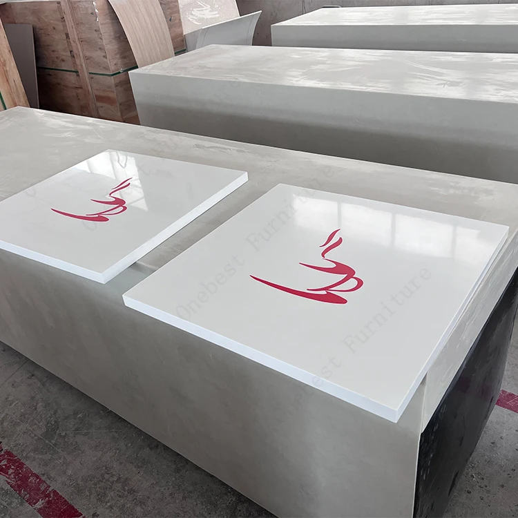 Fast Food Furniture KFC Table Modern Design Solid Surface Stone Live Edge Dining Table