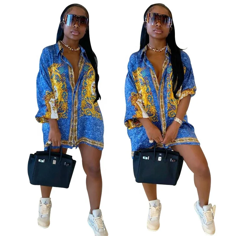 
2020 Wholesale Fall Fashion Printed Shirts Long Sleeve Loose Women Blouses 