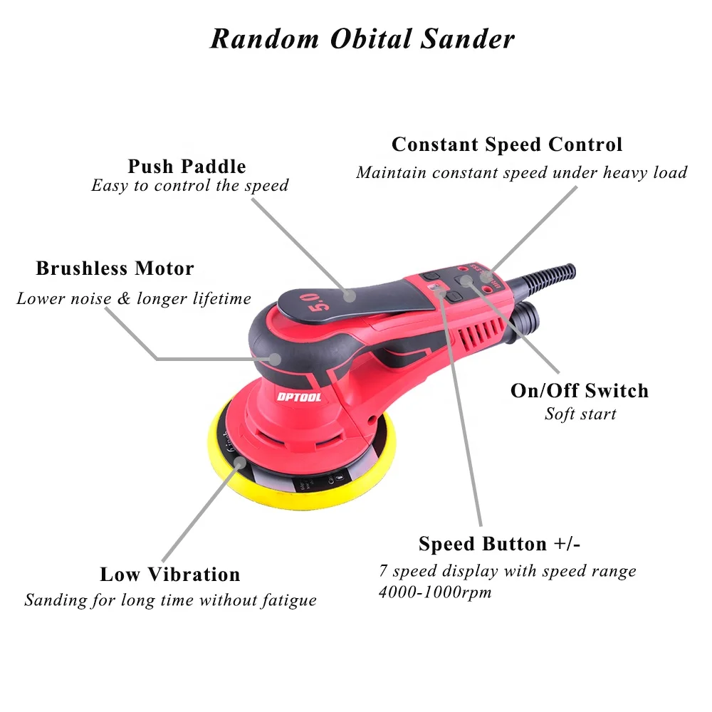 150mm Constant Speed 350W  Industrial Power Tools 5mm 2.5mm Eccentricity Brushless Electric Orbital Sander