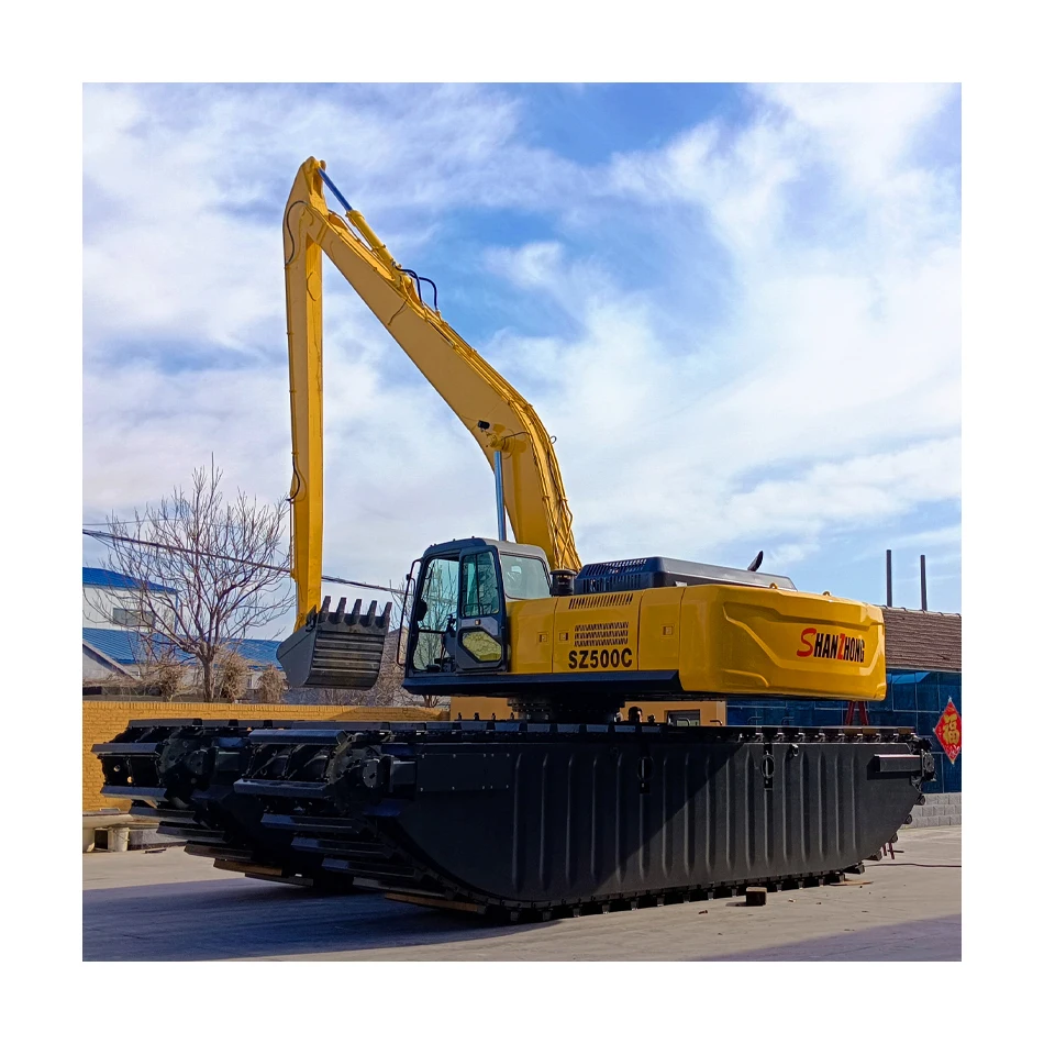 Marine amphibious dredging ship with dual purpose excavator on water, brand new tracked waterway excavator