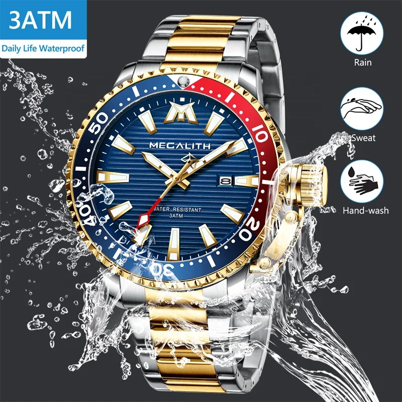  Reloj Hombre 2020 мегалитическая спортивные световые водонепроницаемые кварцевые часы мужские полностью стальные военные дайвинг с календарем для