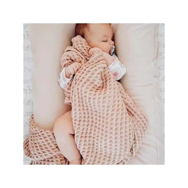 Wholesale Drying Naturally Breathable Warmth Thick Toddler Blankets Bedspread Bamboo Cotton Baby Blanket Waffle
