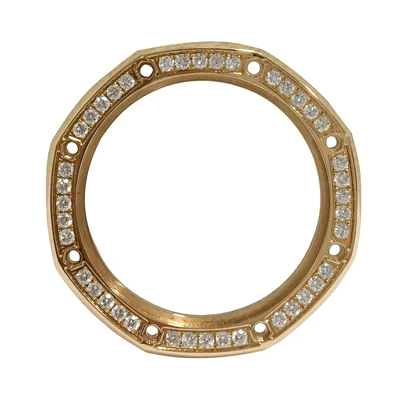 Luxury Brand Original Parts Bezel Stainless Steel Rose Gold Watch Bezel Insert with CZ for Royal/-Oak Watch