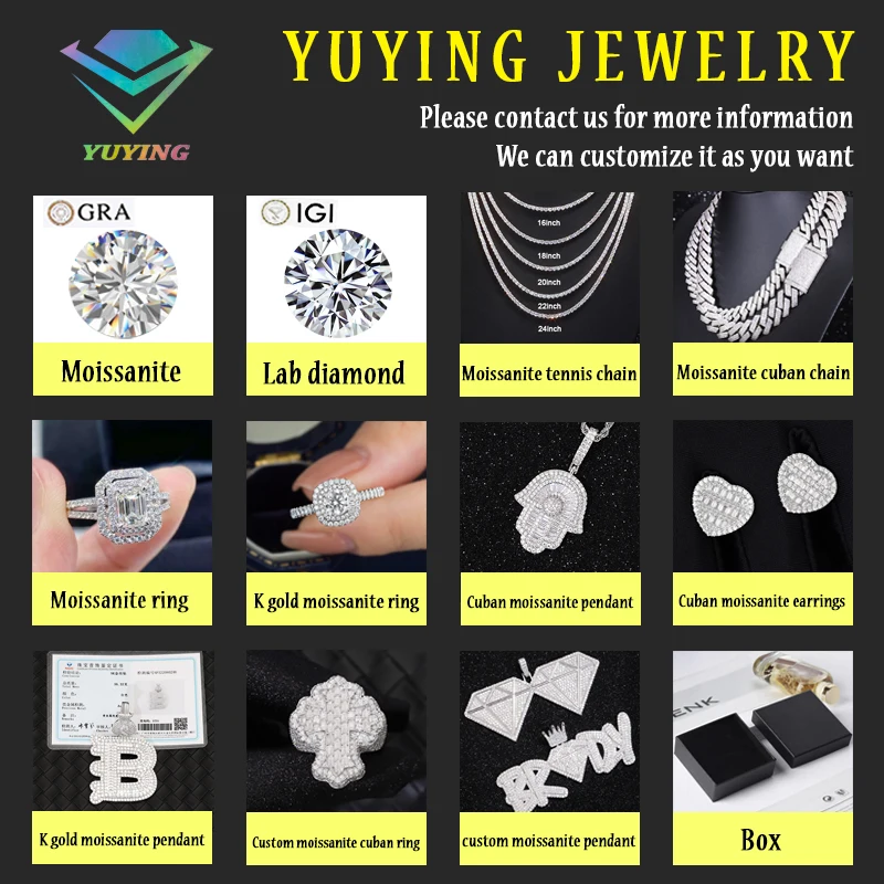 Yu ying персонализированные мужские в стиле хип-хоп 14k белое золото со льдом 18K позолоченный Муассанит Алмазный Грилл для зубов