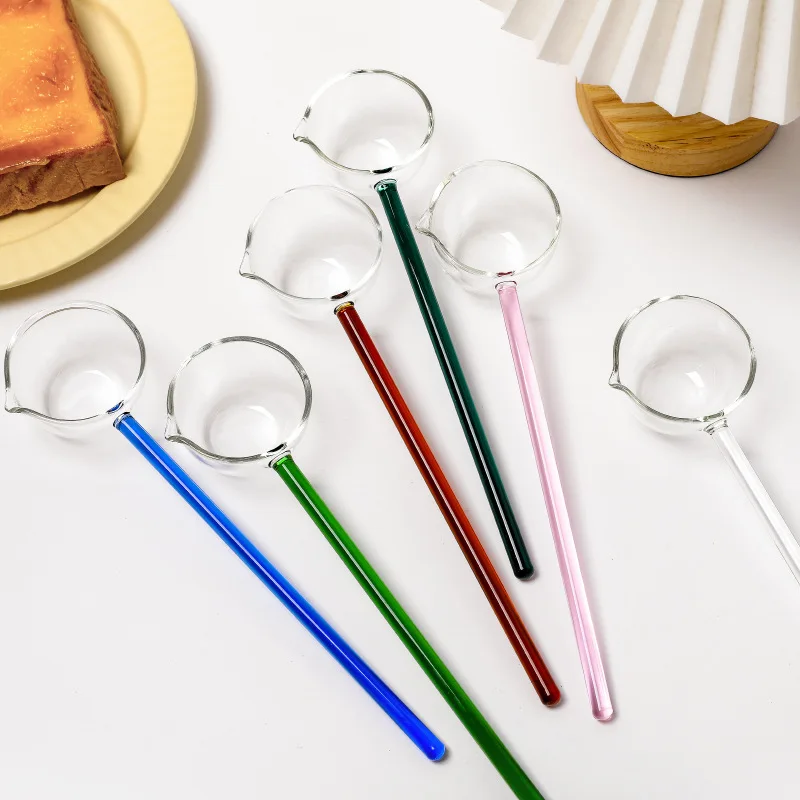 Creative Milk Dessert Glass Color Spoon Pointed Mouth Big Soup Spoon Household Oblique Mouth Boiled Red Wine Glass Spoon