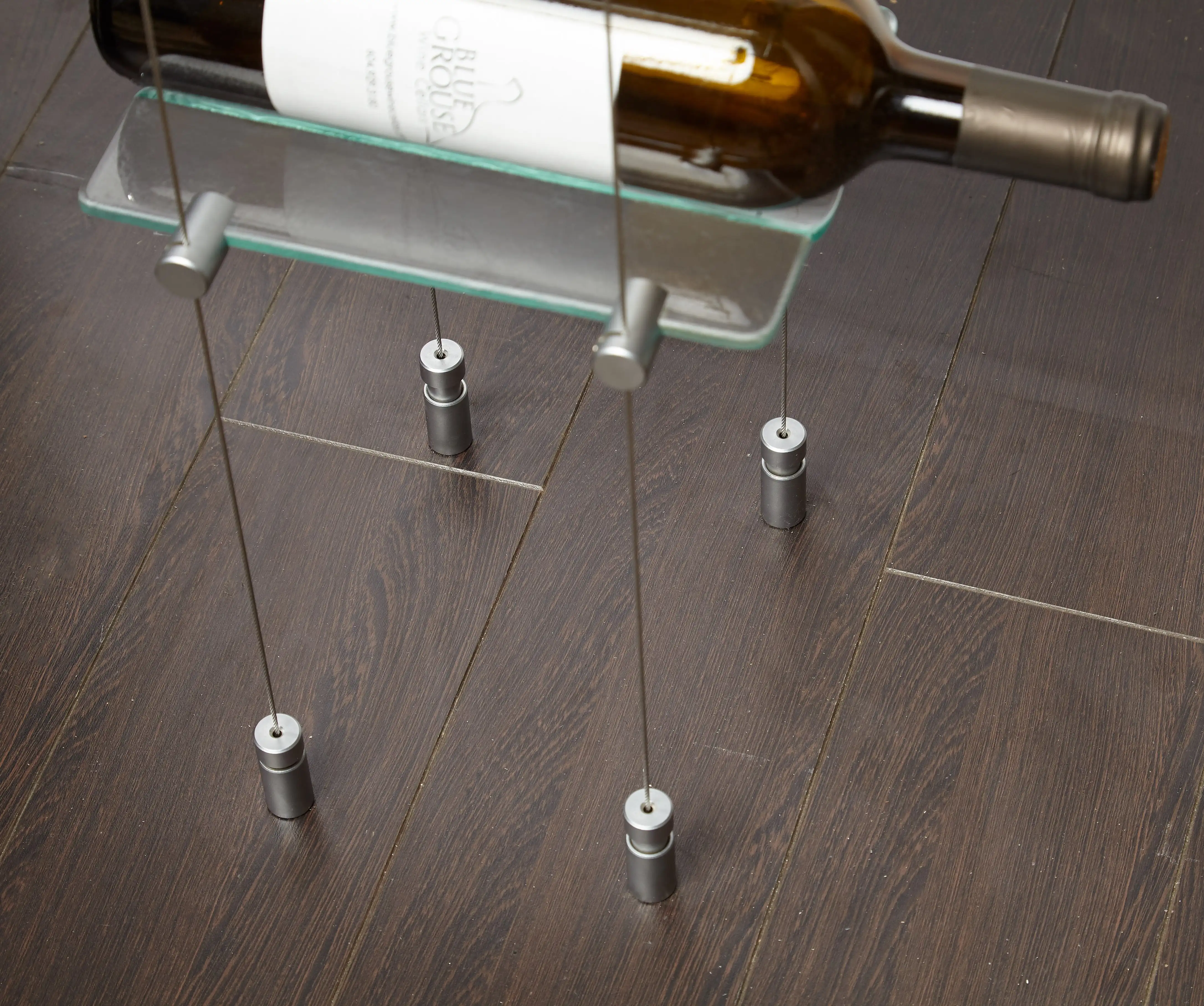 2023 New Style Customized Floating Cable Wine Rack Ceiling to Floor Wall Mounted Wine Rack