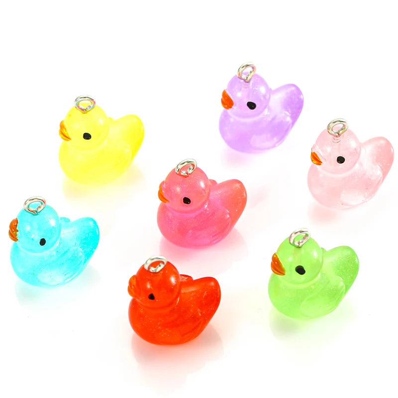 YuenZ 16x20 мм 7 цветов фосфоресцирующая утка прелести полимерная серьга «сделай так» 3D брелок для ключей браслеты кулон изготовления ювелирных изделий W243