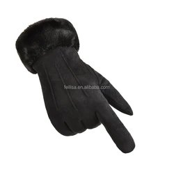 Suede gloves Three-Strand Design bike gloves cold weather gloves for lady