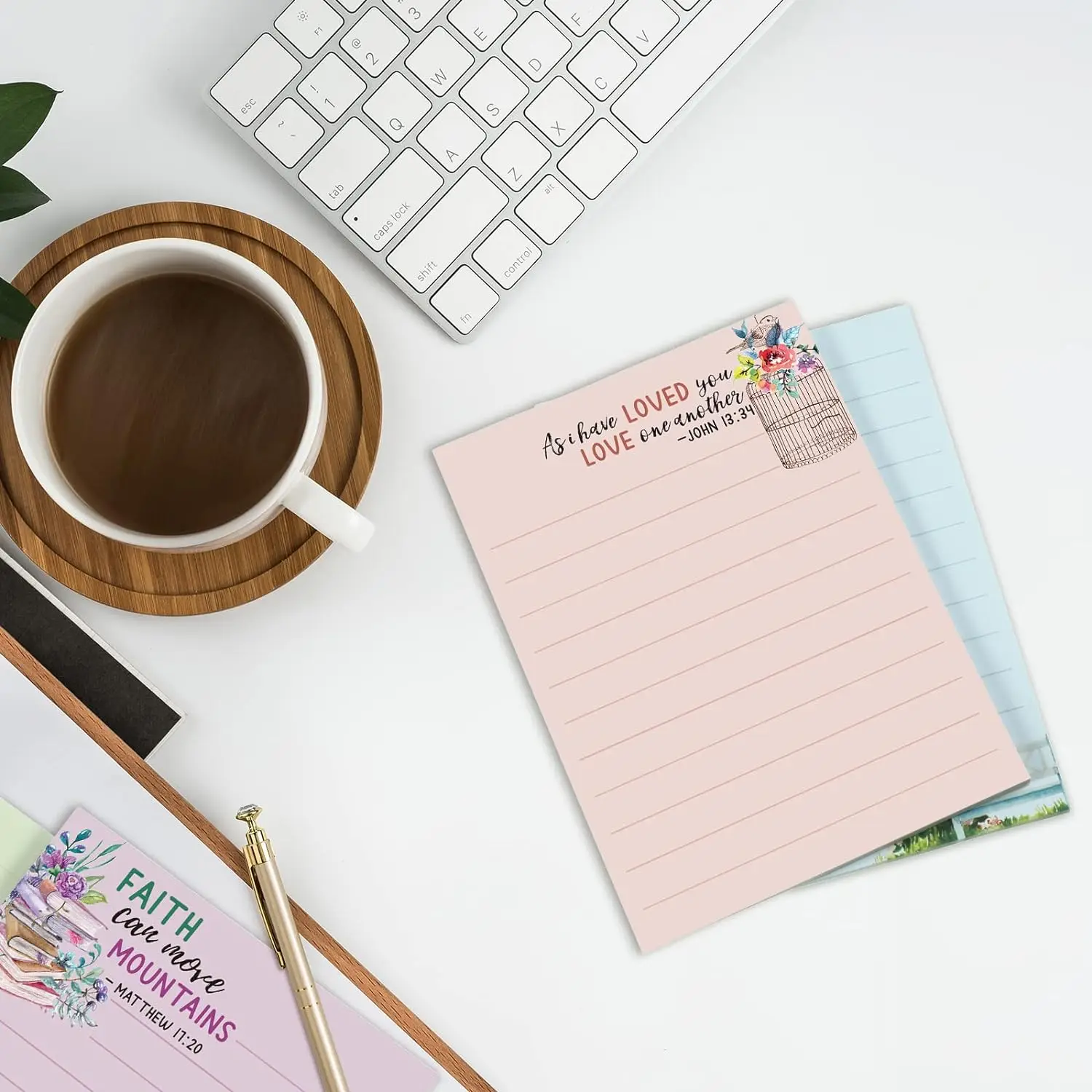 8 Pack 4x5.5 Inch Floral Design Christian Religious Bible Verse Adhesive Memo Pads Sticky Note Pads Writing Diary Lists