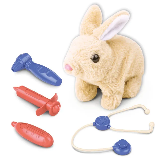 Игрушки-чучела для домашних животных электрическая ходьба со звуками плюшевого кролика детский набор ухода за животными врачей