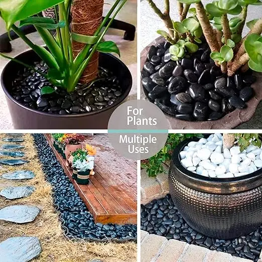 Highly Polished Small and Big Customized Size Black Flat Pebble for Art Painting and Decoration