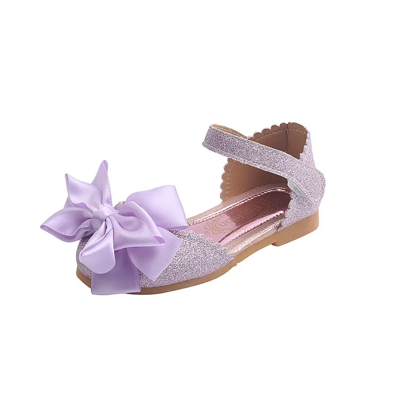 New Children Leather Shoes Rhinestone Bow Princess Girls Party Dance Shoes Baby Student Flats Kids Performance Shoes