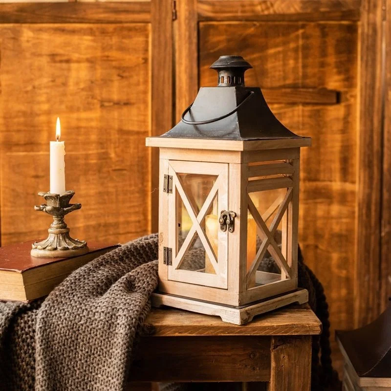 Modern Burlywood Wooden Lanterns Wholesome Wood Candle Holders for Home Decor and Weddings