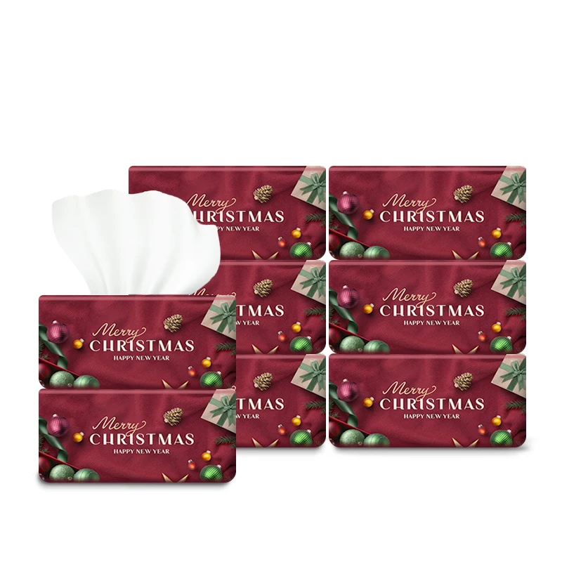 Festive Packaging Car Tissue Napkin Tissue Paper Facial Tissues for Christmas