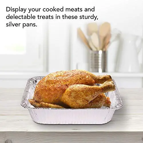 Steam Table Tin Pans Food Grade Disposable Foil Great for Cooking Heating Storing Prepping Food Half Size Aluminum Pans 9x13
