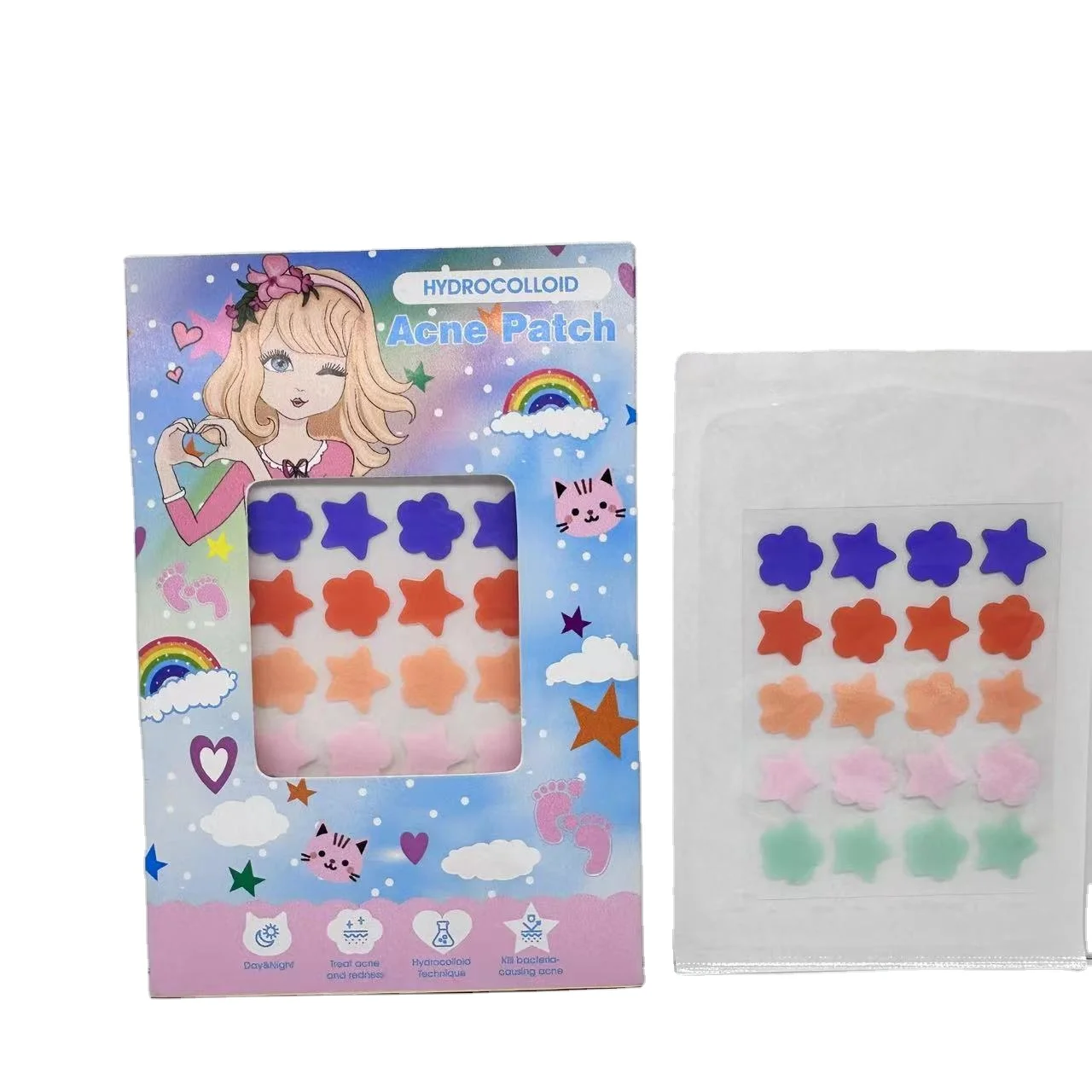 fashional five colors flowers  Absorb Fluid and Reduce Inflammation Cruelty-Free Skincare Hydrocolloid Pimple Patches