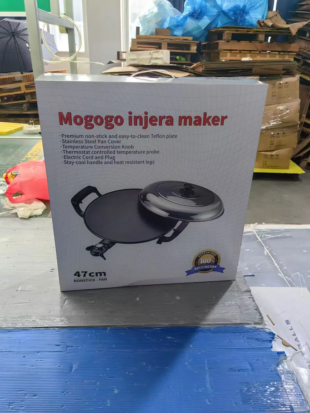 Hot selling 18 inch crepe maker pancake maker mogogo mitad injera maker injera machine with cover 220V 60Hz ready stock