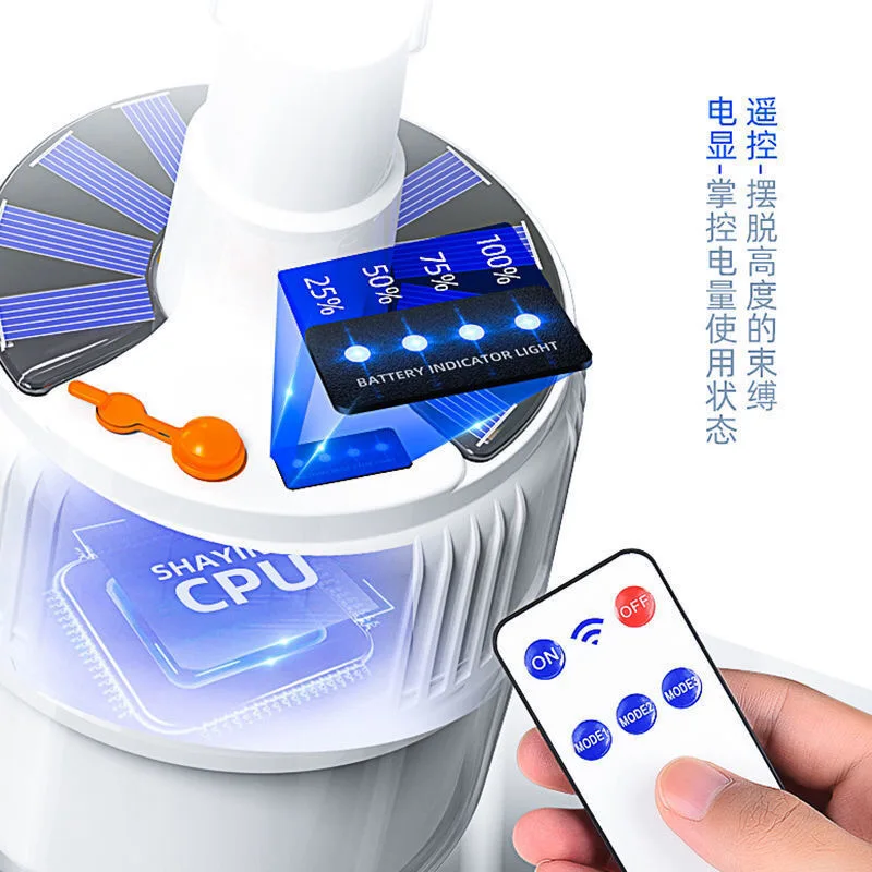 Rechargeable Bulb Lantern led Portable Camping Light Outdoor Solar LED T-Bulb Lights Lighting T100 With Remote Control