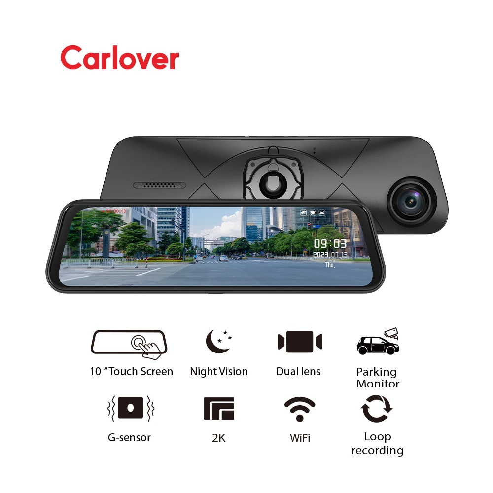 N6+ Dual Mirror Dash Cam Car Camera DVR Mirror Dash Cam With Special Bracket Carlover Dashcam