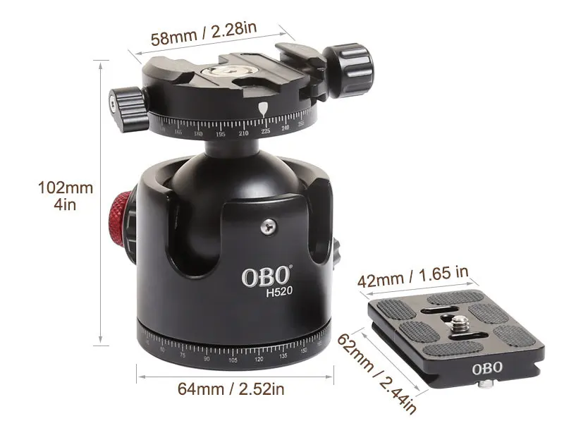 OEM/ODM Photography equipment accessories diameter 52mm ball head for tripod
