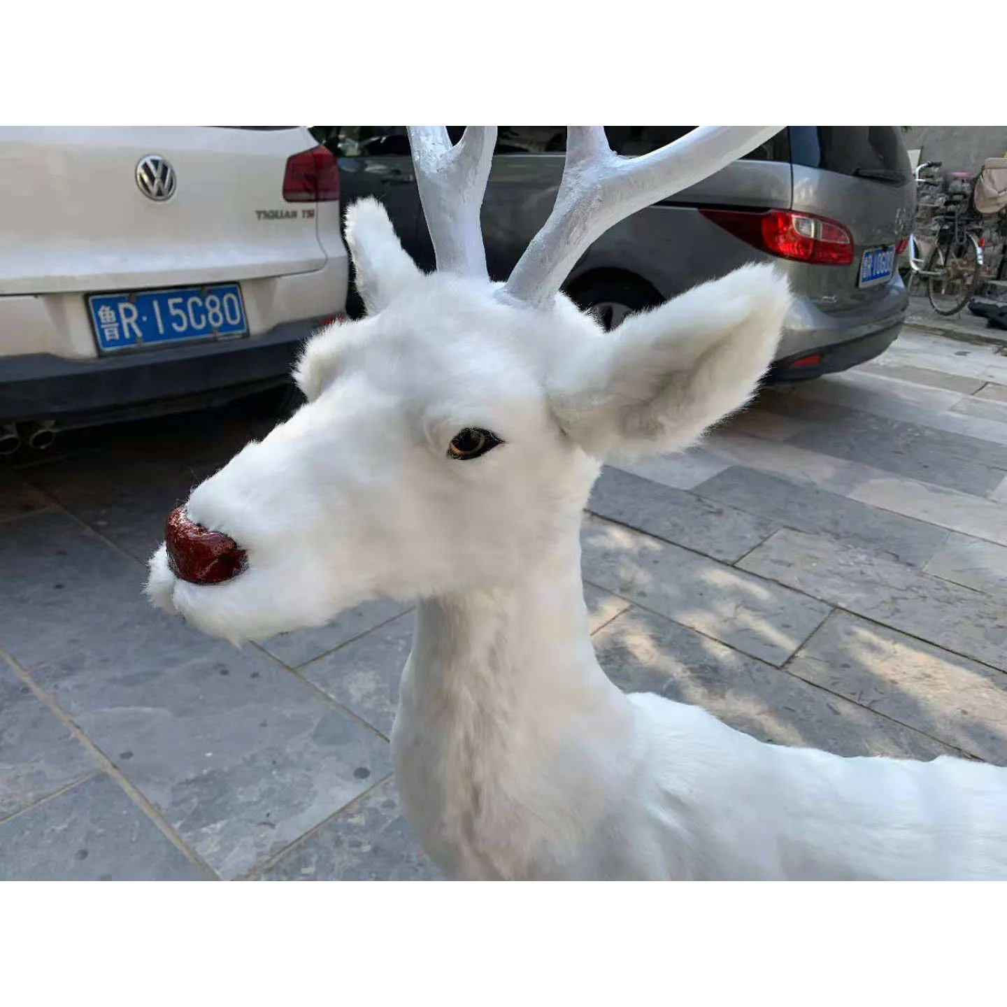 На открытом воздухе имитация оленя белый стоящий олень статуя реалистичные лоси рождественские украшения