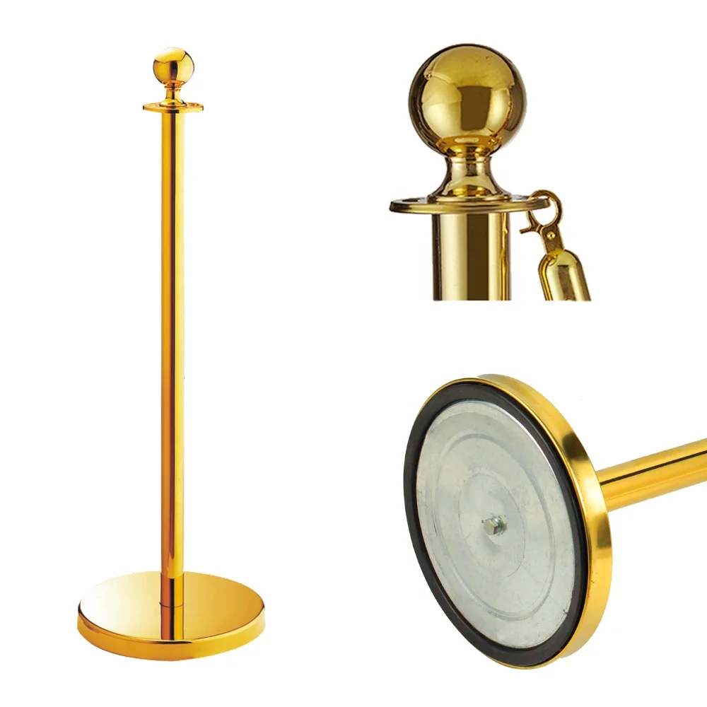 Belt Stanchion Queue Stands Safety Round Ball Crowd Control Stainless Steel Barrier