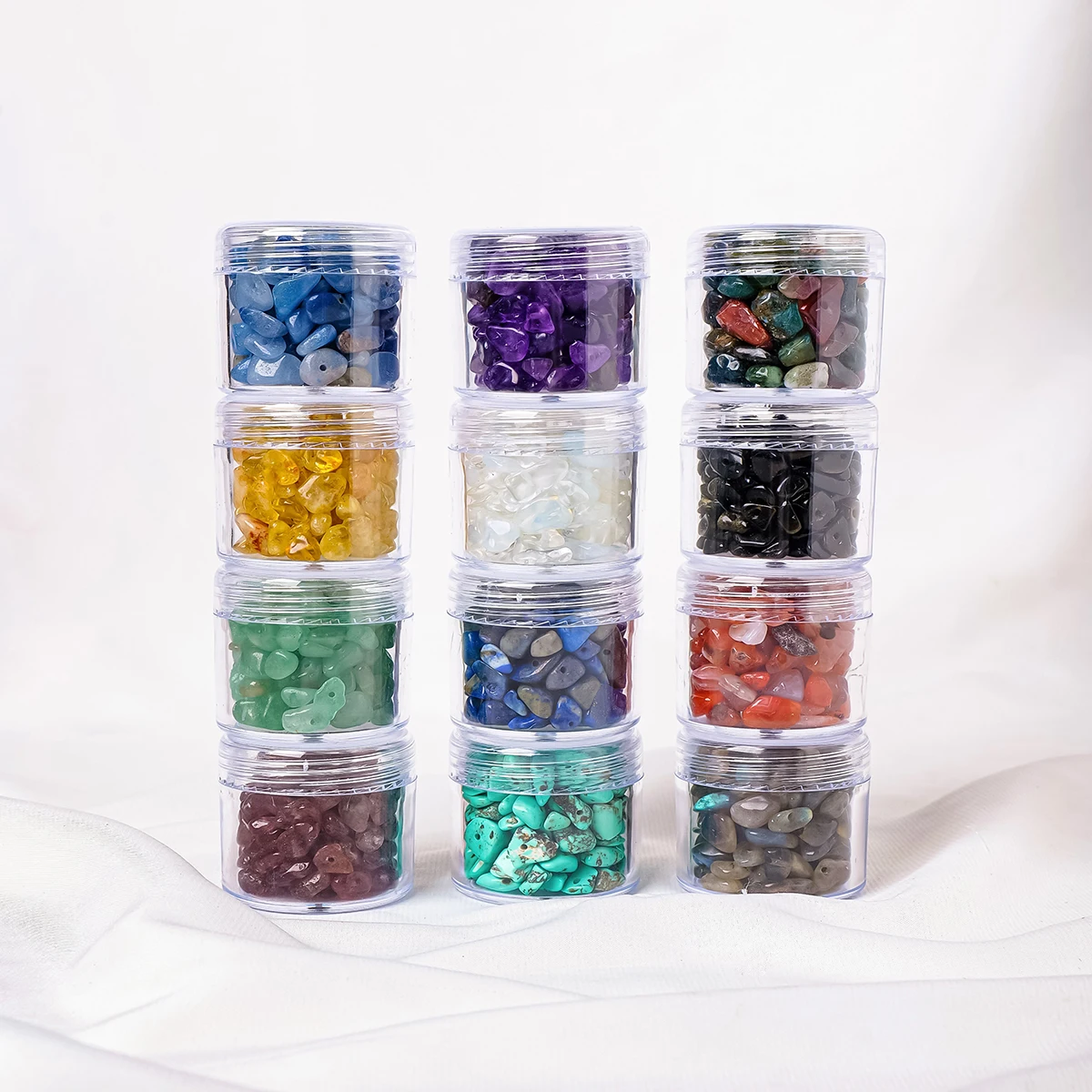 Wholesale canning  natural crystal stone semi-finished DIY bracelet jewelry with hole degaussing stone energy stone