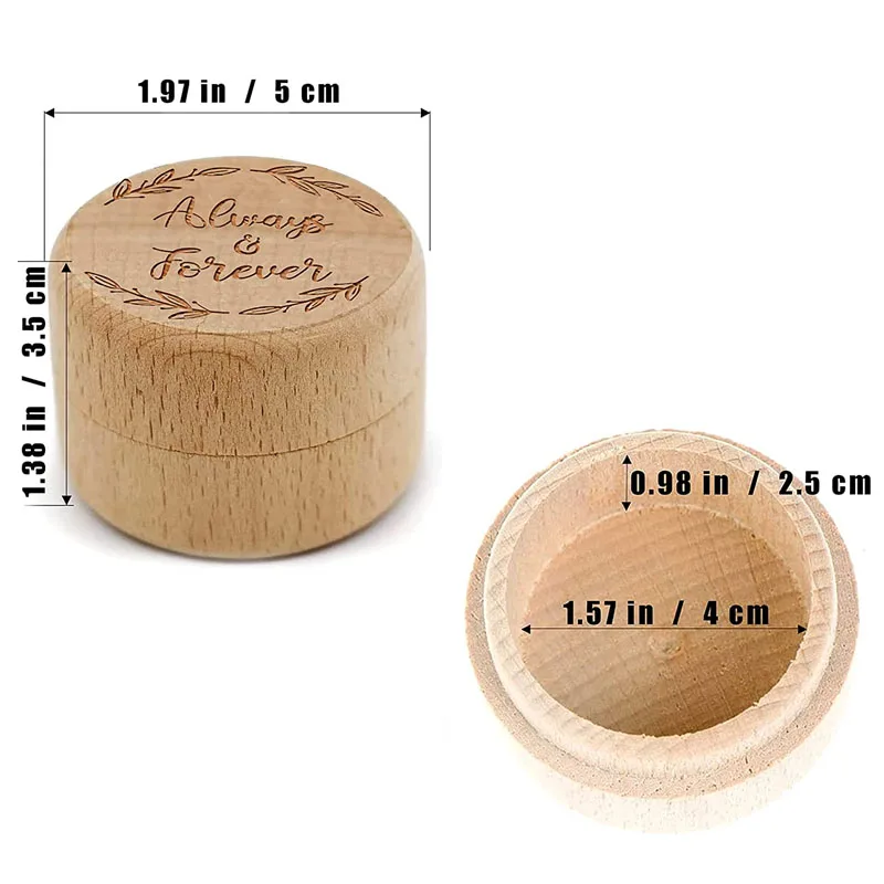 Rustic Vintage Wood Engagement Wedding Jewelry Storage Ring Box Wooden Ring Holder Wooden Packaging Box  for 2 Rings