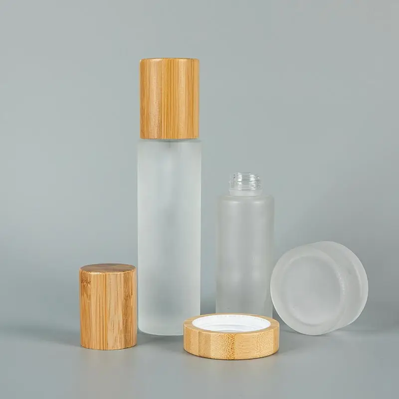 30ml 50ml 100ml 120ml 150ml Wholesale Frosted Empty Cosmetic Sets Glass Serum Lotion Bottle with Treatment pump