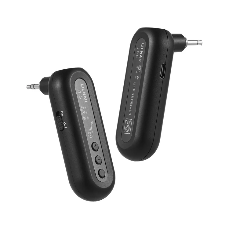 Wireless Guitar System Rechargeable 6.35mm and 3.5mm Dual Plugs Guitar Transmitter Receiver Set UHF Adjustable Volume