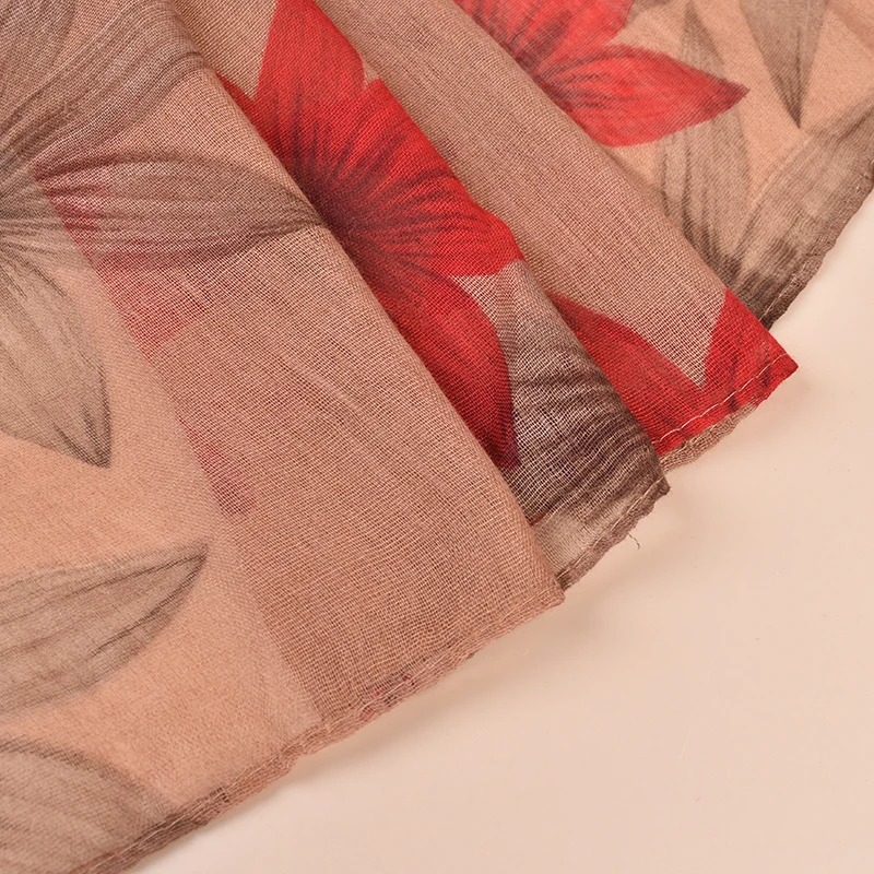 New  fashion Coral flower women 185cm*85cm Viscose scarf wholesale women voile scarves Customized printing scarf