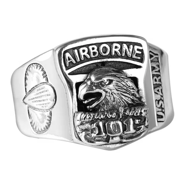 Fashion personalized jewelry mens rings U.S. airborne army solid 925 sterling silver vintage eagle ring for men