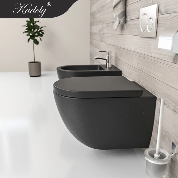 Sanitary Ware Ceramic Wall Mounted Matt Black Best Bidet Toilet Seat