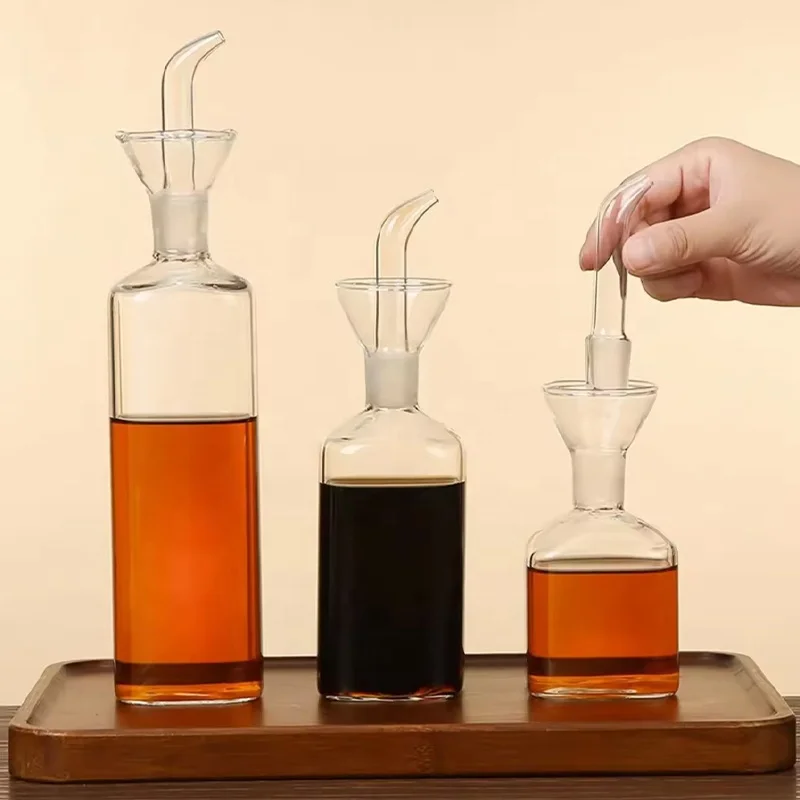 Olive Oil Glass Bottle Vinegar Cruet Cooking Wine Container Salad Dressing Glass Oil Bottle Vinaigrette Oil Dispenser with Spout