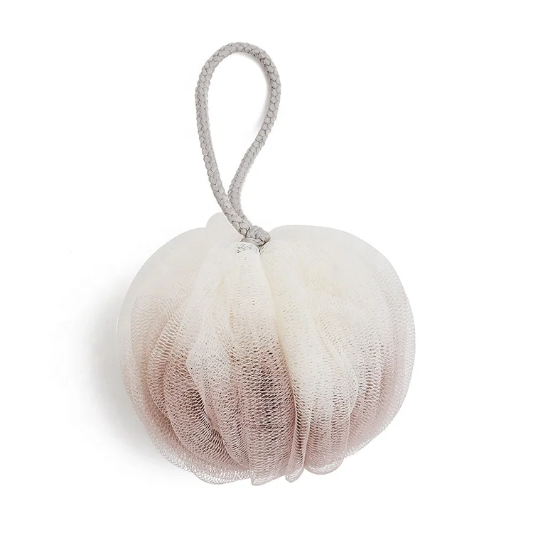 
New arrival Gradient 2 colors Eco-friendly Pumpkin Shaped PE Mesh Bath and Body Shower Sponge 