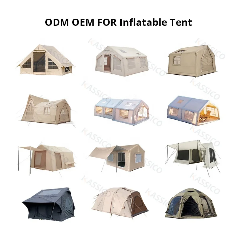 Customized 6.3/12m2 Luxury Air Inflatable Camping Tent Outdoor Glamping Blow-Up Tent For Four Season