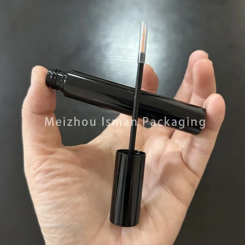 2024 hot sale 5ml round metal aluminum matte sliver black blue eyeliner container packaging eyelash bottle tube with wands brush